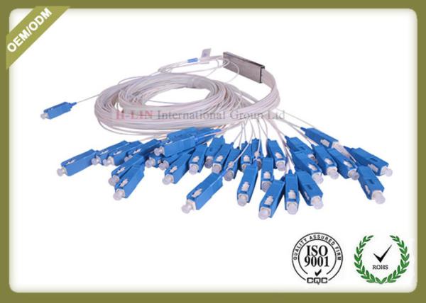 Steel Tube Fiber Optic Splitter , PLC Optical Splitter G657A Fiber 1 - 2meter Length