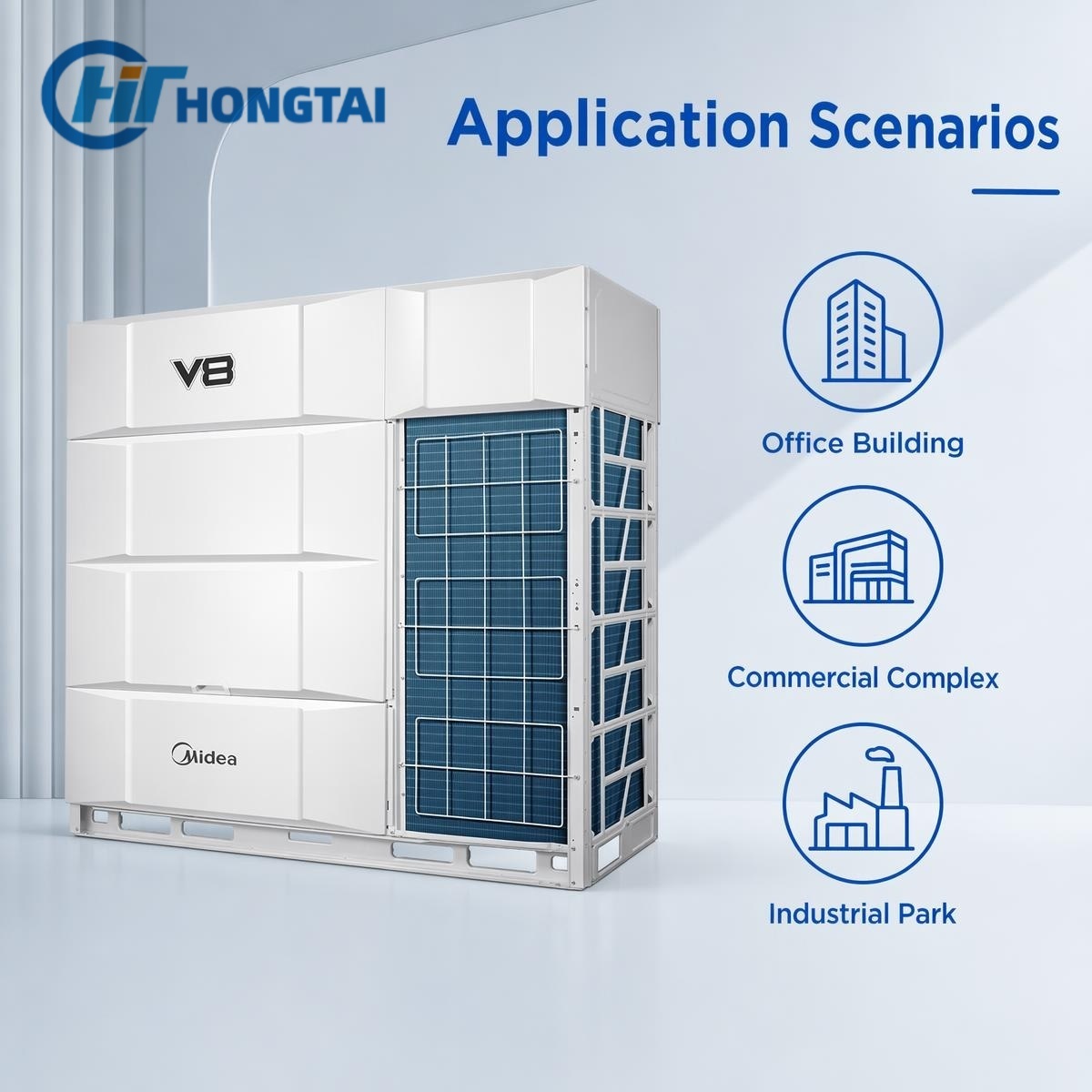 Midea V8 Pro VRF System High-Efficiency Commercial HVAC for Complex Buildings Design without thermal compromise a VRF system that adapts to your architecture not the other way around