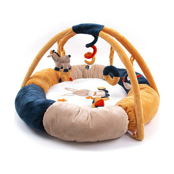 AZO Free bOA fabric Baby Gym Play Mat With Mini Plush Animal Toys