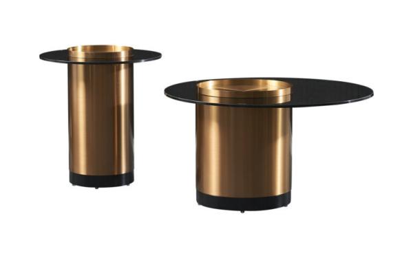 Reflective Glass Matching Rose Gold Tray Coffee Table
