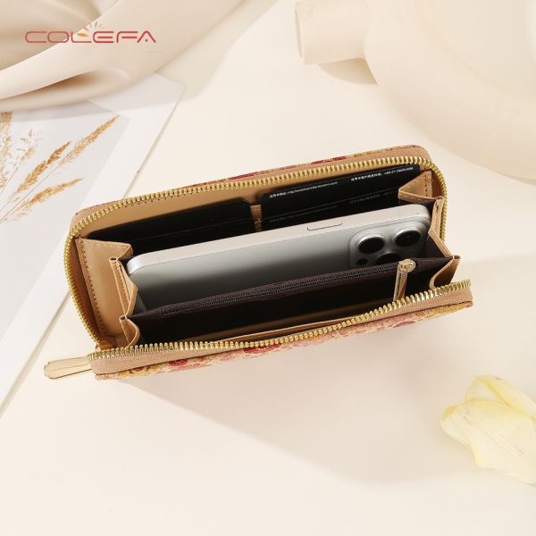 Retro Women's Long-Style Zippered Wallet Phone Case with Printing Bestseller Eco-Friendly Cork Bark Wallet Travel Souvenir