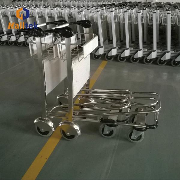 Charge de 250 kg de chariot d'aéroport en acier inoxydable 2 roues de niveau 4 avec freins