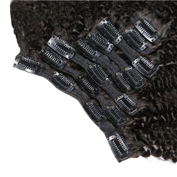 12 A Grade 1B Natural Color Remy Raw Virgin Brazilian Afro Kinky Curly Clip-in Hair