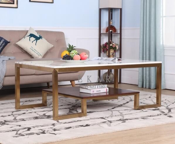 Latest Design Furniture Mental Leg Square Marble Side Table