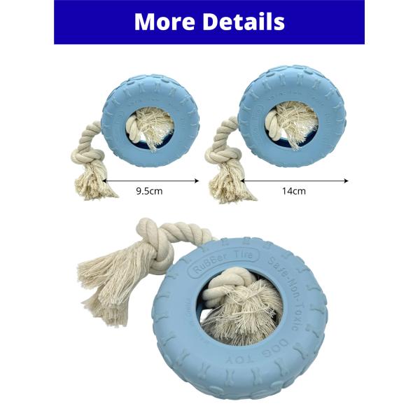 Jouet pour chien en forme de pneu en caoutchouc avec corde en coton, durable, pour l'hygiène bucco-dentaire