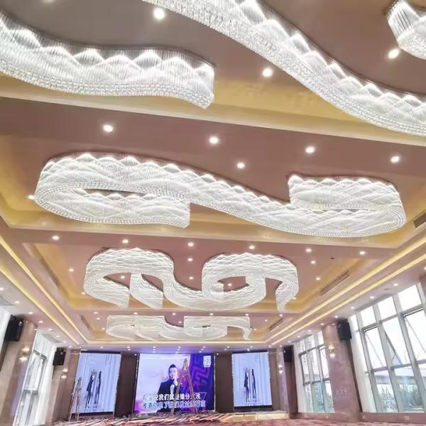 Customized K9 Crystal Chandelier For Hotels Banquet Halls Large Round Oval Shape Flush Mount With Project Installation Service