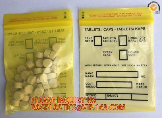 Biodegradable Medical Pill Bags, Zipper Pharmacy Bag, grip seal Pill Pouch, Medicine, Pills, Drugs packaging