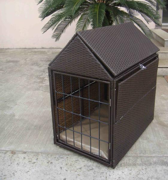 Aluminum Frame KD Wicker Pet Bed , Outdoor Waterproof Dog House