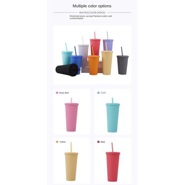 Colorful 450/650ml Candy Color Double Insulated Plastic Tumblers Acrylic Matte Tumbler With Straw Vacuum Sealed Insulation Splash Proof Design