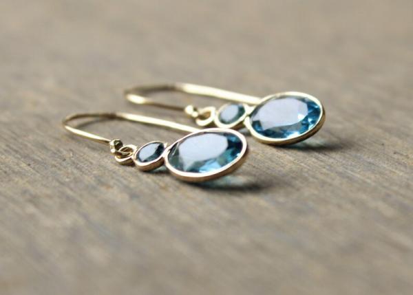 Handmade 14k Yellow Gold Jewelry , Natural 14k Yellow Gold Earrings Topaz Gemstone