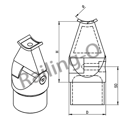 Middle Railing Post System D120MM H100MM Post Glass Railing AISI304