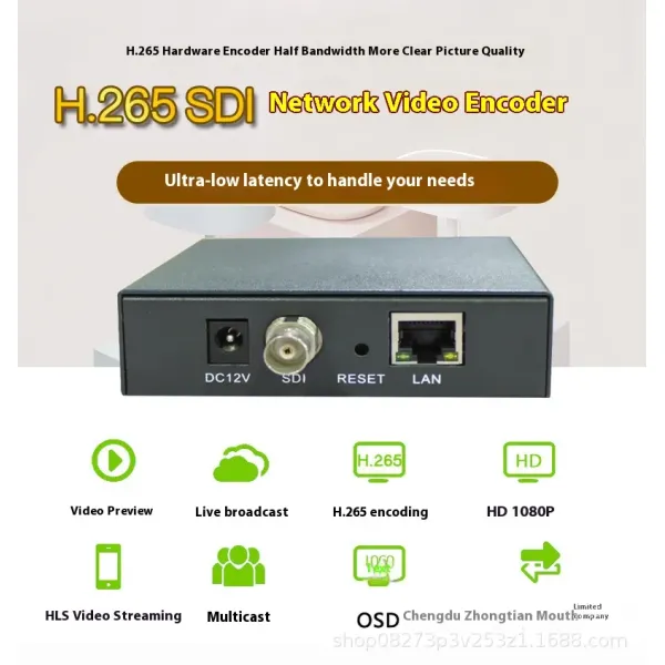 H.265 SDI To IP Video Streaming Encoder Industrial Grade For Security Monitoring