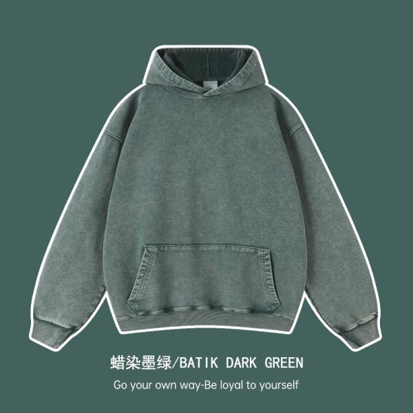 450G Men's Hoodies with Custom Logo Batik Design and Silk Print on Cotton Fabric