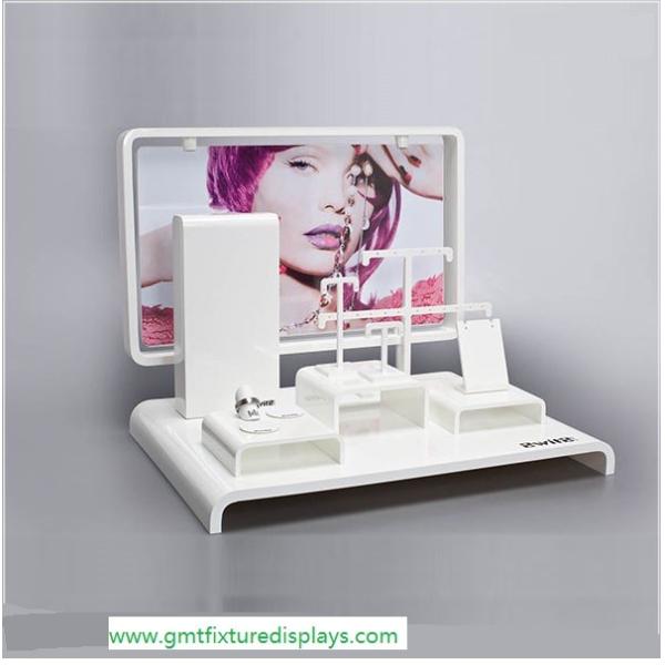 White Acrylic Jewelry Showcase Display Set Perspex Jewellery Stand for Necklace,Earring,Ring