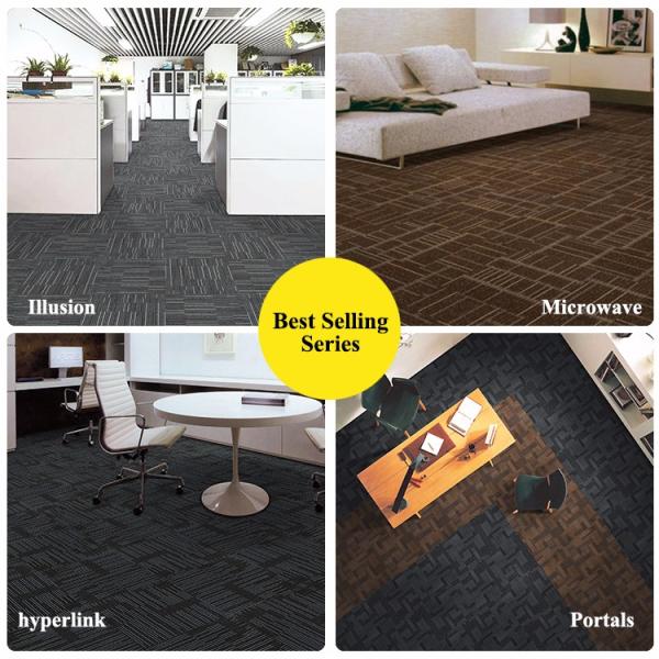Decorative PP Surface PVC Back Contec Carpet Tiles for Commercial Office Flooring