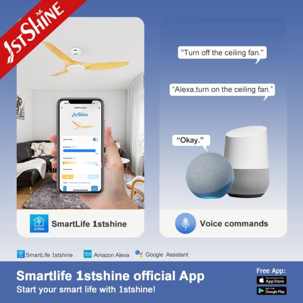 Plastic Ceiling Fan With Light China Supplier Modern Fandelier Smart App Control