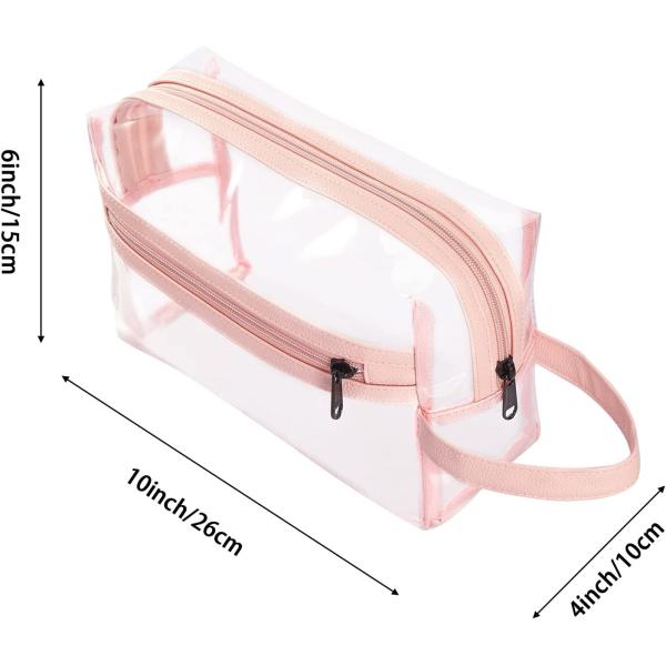 Pink Clear Toiletry Bag for Women, Travel Waterproof Cosmetic Makeup Organizer Bag for Shampoo, Toiletries Accessories