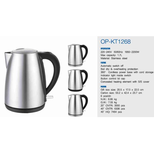 20.3cm*16.5cm*23cm Electric Kettle Stainless Steel 1500W Power 110V/220V-240V Voltage