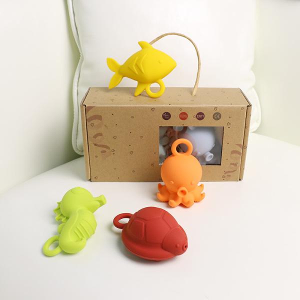 Jouets de bain flottants en silicone pour enfants, sans BPA, qualité alimentaire