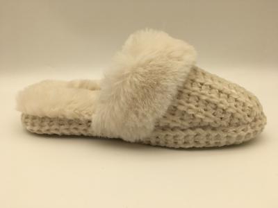 Orange Womens Winter Warm Slippers Soft Flat Slippers With Braided Upper / Fleece Lining