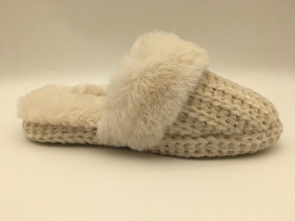 Orange Womens Winter Warm Slippers Soft Flat Slippers With Braided Upper / Fleece Lining