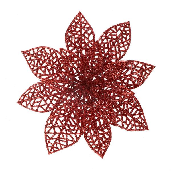 Christmas Day Decoration Christmas Flower 15CM Double Layer Hollow Christmas Tree Decorative Flower Gold Powder Flower