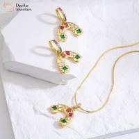 18k Gold Plated Rainbow Jewelry Set Colorful Diamond Gemstone Pendant