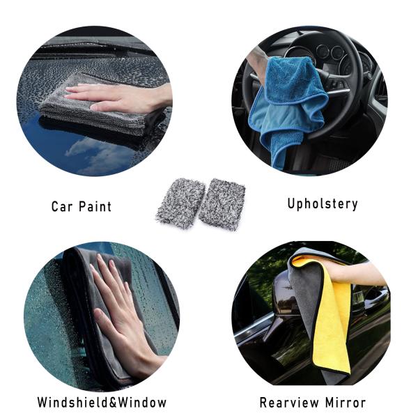 Car Washing Tools Microfiber Plush Car Washing Pad 21x14x6cm Black&White