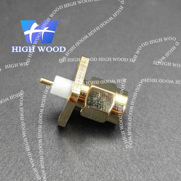 SMA Series RF Coaxial Connector,SMA-KFD Square 4-Hole Flange Male 4+3