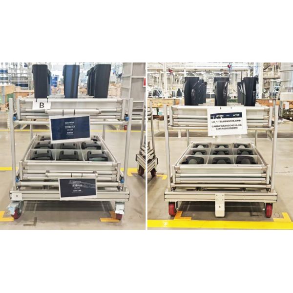 Third Generation Aluminum Alloy Lean Pipe Material Rack For Automotive Parts Lean Tube Trolley Rack For Auto Parts Storage and Transportation