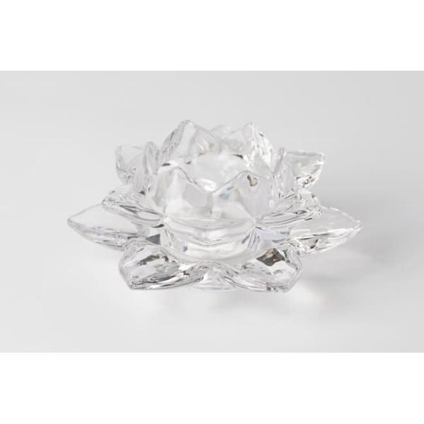 Clear Crystal Glass Lotus Flower Tealight Candle Holder Lead Free 5.6cm Height