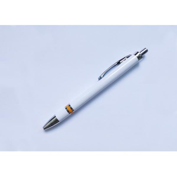 Metal Clip Plastic Promotional Pen in white color with customized logo or silk printing