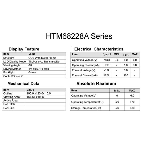 Электронный модуль дисплея LCD табака, дисплей HTM68228 изготовленный на заказ TFT