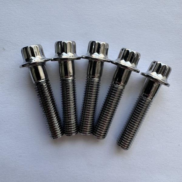 Indústria de geração de energia Titânio parafuso M8 x 1,25 x 32mm 12 ponto flange com DIN padrão e acabamento prateado