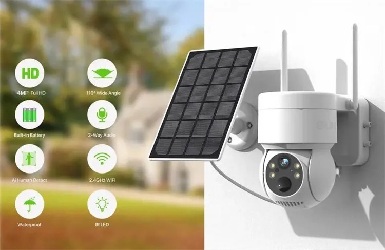 Панель солнечных батарей камеры слежения 4G 3.7W 4MP WiFi PTZ солнечная прочная