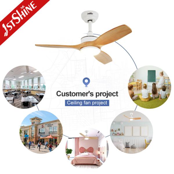 Small Space 35 Inch Solid Wood Blades Ceiling Fan with LED Light Motor DC Pure Copper