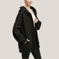 Custom Women Black Hoodie Ladies Plus Size Long Sleeve Zip up Sweatshirt Casual Hoodies