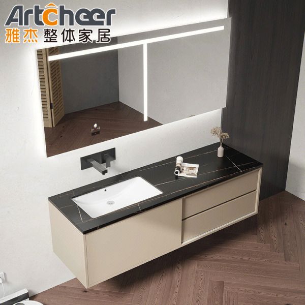 Modern Marble Countertop Bathroom Vanity Combo with Wall-mounted Installation and Eco-Friendly Materials