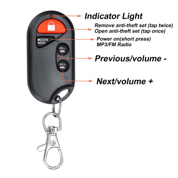 Bluetooth 30M Motorcycle MP3 Player 20Hz-20KHz Waterproof Alarm Speakers