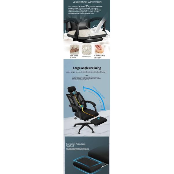 High Back Mesh Rolling Swivel Reclining PC Chair Metal Gaming Chair for Home Office