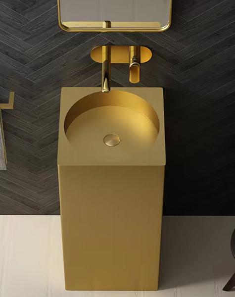 Multi Colors Stainless Steel Hand Wash Sink Freestanding Square Column Shape