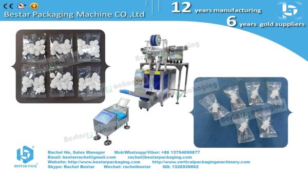 Plastic hooks pouch packing machine with three counting vibration bowls