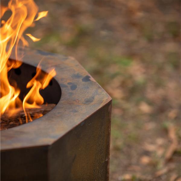 Camping Heater Wood Burning Corten Steel Round Fire Pit In Outdoor Living Space