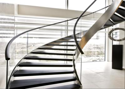 Cable Railing 38mm Curved Marble Staircase Screw Bolted Installation For Interior