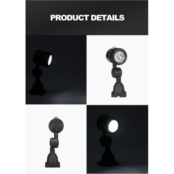 Lámpara de trabajo de cuello de cisne ajustable, portátil, con brazo corto, luz LED para máquina