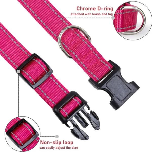 Professional-Grade Reflective Dog Collar - Adjustable Nylon Pet Collar with Safety Features
