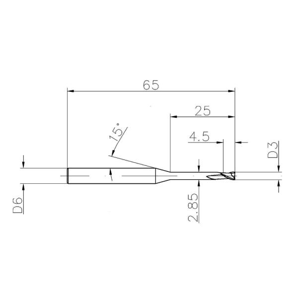 55HRC 2 le carbure de tungstène de la cannelure 3mm Endmill pour durcissent l'acier