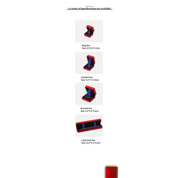 Luxury Red LED Light Up Caja de joyas, Cajas de embalaje de joyas tamaño personalizado