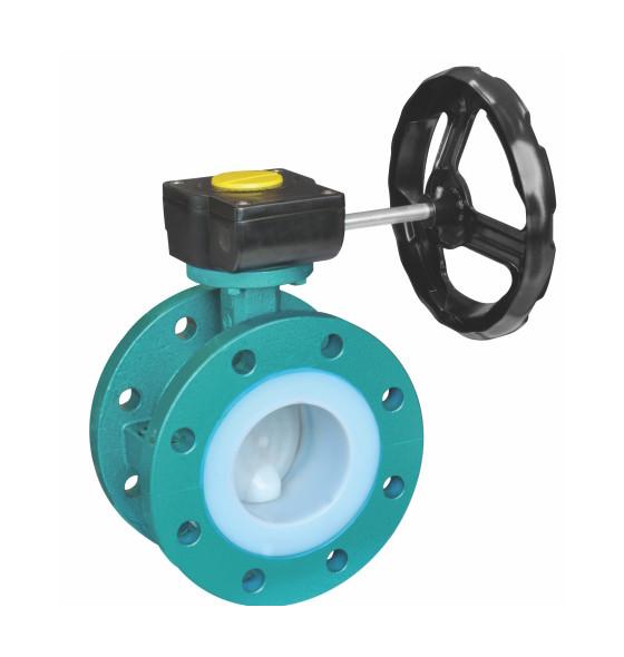 Full PTFE Lined Butterfly Valve 80mm Double Flange Type Petrochemical Use