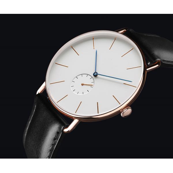 Trendy Leather Wrist Watch 50m Waterproof With Quick Release Spring